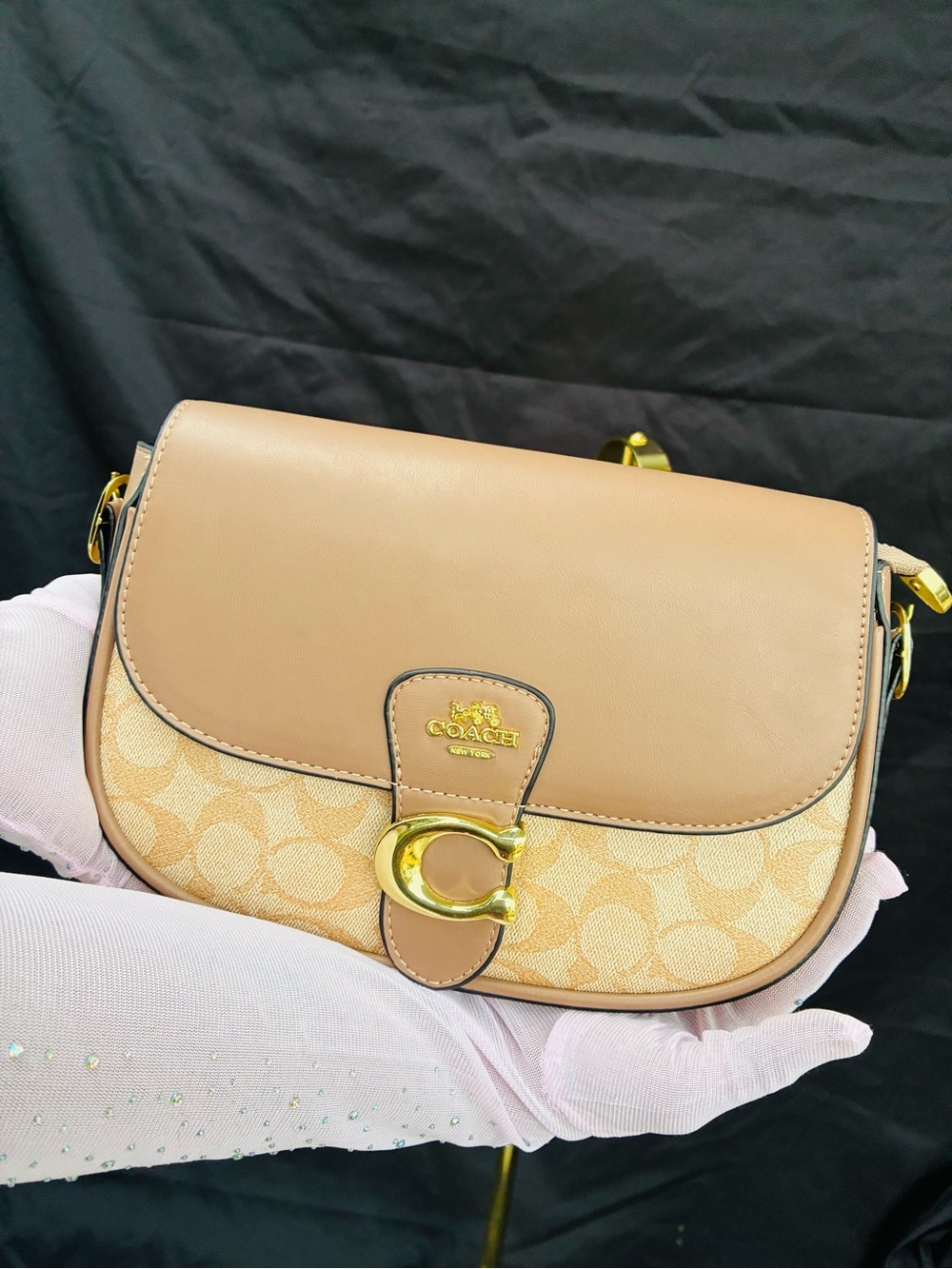 Coach Saddle Crossbody Bag in Beige and Tan